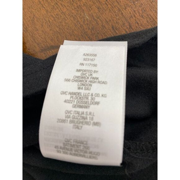 Quacker Factory T-Shirt Women Large Black Bling Cotton Scallop Sleeve Round Neck - Picture 7 of 10